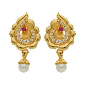 Fascinating White Purple Stones Gold Earring